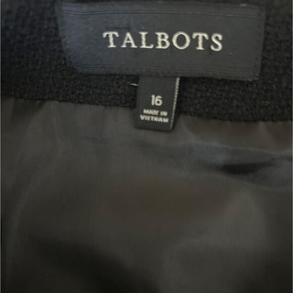 Talbots Women Midi Pencil Skirt 16 Black Textured Wool Blend Career Classic - Picture 2 of 10